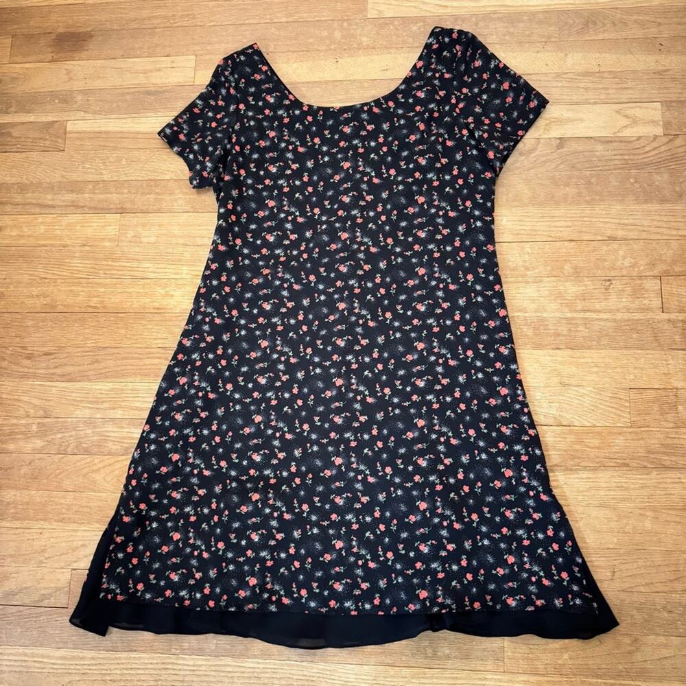 Another Thyme black red short sleeve midi a-line dress size 10
b38